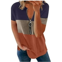 Pntutb Weens Plus Veličina veličine, ženski povremeni patchwork V-izrez labav majica kratkih rukava pulover vrhove