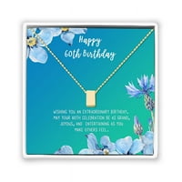 Anavia Happy 60st Birthday Gifts Nerđajući čelik modna ogrlica rođendanska čestitka nakit poklon za nju, rođendanski poklon za baku - [Zlatna kocka, svijetlo plava poklon kartica]
