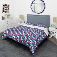 Moderni preklopni set modernog prekrivača prekrivača prekrivača poklopca dizajnerske plave i bijelog Polka
