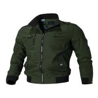 Paille muške duge rukave Bomber jakne Regular Fit zimski kaput teret za odmor vojna jakna Outwear sa džepovima tamno zelena L