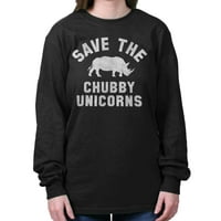 Životinja - Jednorog majice dugih rukava Majice Spremite Chubby Unicorns Funny Hilster Rhino Hipster