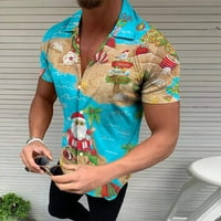 clios Mens havajske majice ljetni Print košulja na plaži Casual kratki rukavi košulje dugme dolje Aloha