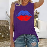 Funicet 4. jula Dan nezavisnosti žene Tank Tops O-vrat tratinčica Print rukav Tank majice grafički bluza