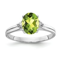 Čvrsto 14k Bijelo zlato 8x Oval Peridot zeleni avgust dragi kamen dijamantski zaručnički prsten Veličina