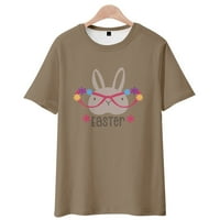 Odjeća za roditelje i djecu Happy Easter Day Bunny Patterns Crew Neck Tee, odjeća je prijatna za kožu i prozračna, smeđa