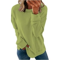 Susanny pulover majice za žene obična prevelika Polo dukserica žene lagani dugi rukavi ženski vrhovi slatka Crewneck labava Boho Odjeća Mint Green XL