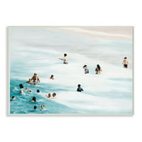 Stupell Industries ljetni ljudi plivaju talasi voda na plaži pejzažne slike Neuramljene umjetnosti Print