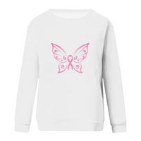 Yourumao Tops Clearance Pink Ribbon suncokret Print Shirts za žene pulover pulover Awareness duksevi inspirativni