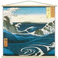 Utagawa Hiroshige - Naruto Whirlpool, provincija AWA zidni poster sa magnetnim okvirom, 22.375 34