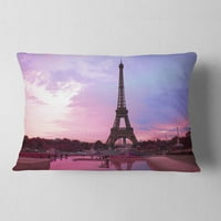 Designart Paris Eiffelov toranj u ljubičastom tonu - jastuk za bacanje pejzažne fotografije-12x20