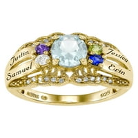Personalizirani nakit Obiteljski nakit Originalni rodni kamen Ženski prsten za žene u 14k žutom zlatu
