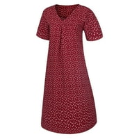 Ženske haljine ženski Boho Dress odmor okrugli izrez kratki rukav srednje dužine čvrste haljine za sunce crvena 3xl
