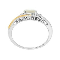 Brilliance Fine Jewelry kreiran Opal dijamantski akcentni prsten od Sterling srebra i 10k žutog zlata