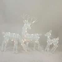 Set bijelih svjetlucavih Srna i irvasa osvijetljenih božićnih ukrasa na otvorenom