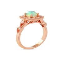 Carski dragi kamen 10k ružičasto zlato okrugli rez Etiopski Opal 1 8ct dijamantski Halo ženski prsten