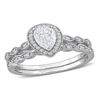 1- Carat t.g.w. Rezač kruške stvorio bijeli moissitni sterling srebrni zaručni prsten
