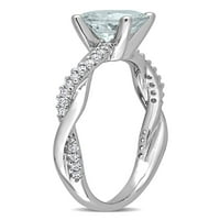 Carat t.g.w. Aquamarine i Carat T.W. Diamond 14kt bijeli zlatni crossover zaručnički prsten