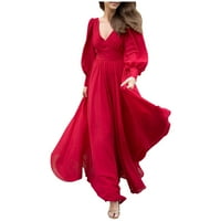 Maxi haljina za žene Jedrini klirens V-izrez Ležerne prilike, pune boje Dugih rukava Haljina čipka haljina