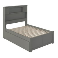 Newport krevet sa platformom od punog punog drveta sa podnožjem i dvostrukim pendrekom u sivoj boji