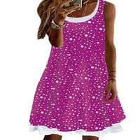 Sanviglor ženske Midi haljine bez rukava Tank Dress Polka Dots Summer Beach Sundress Baggy Holiday Wine