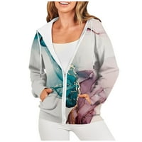 Lashall ženski Casual modni štampani dugi rukavi pulover duksevi sa patentnim zatvaračem duksevi kaputi