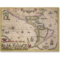 TRADEMARK ART 'Karta Amerike, 1606' Canvas Art by Jodocus Hondius