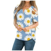 Ženski Casual V-izrez sa ramena kratki rukav labavi majica sa cvjetnim printom