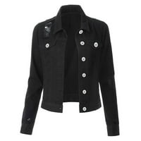 Dtydtpe jakne za žene, žene Casual modni denim jakna duga Jean Coat Perla Outwear Overcoat Jean Jacket