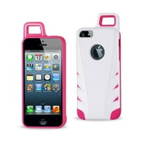 IPhone 5 5S SE Drop otporan na hibridni slučaj sa kukom u bijeloj ružičastoj ružičastoj boji