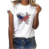 Bijela Ženska Moda Dan nezavisnosti Print ženski okrugli vrat labave majice