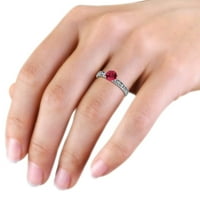Ruby i dijamantni zaručnički prsten 1. Carat TW u 14k bijelo zlato .Size 7.0