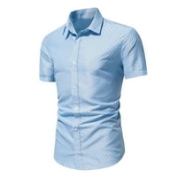 Lovskoo muns gumb dolje majice Ljetne bluze muškarci casual tankim gumbom za ispis rever majica plava