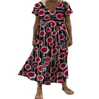 Avamo dame Maxi haljine cvjetni Print ljetna plaža sarafan V izrez duga haljina žene havajski odmor Crna
