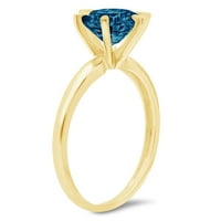 1.5ct okrugli rez prirodni London Blue Topaz 14K žuti zlatni godišnjički angažman prsten veličine 5.5