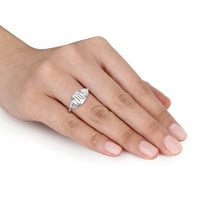 Miabella ženski 4-karatni T. G. W. osmougaoni bijeli kreirani Moissanite Sterling srebrni zaručnički prsten