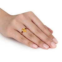 Miabella Women 3- Carat T.GW. Citrine i konusni rez i konusni izrezati Garnet 14KT žuto zlato tri kamenog prstena