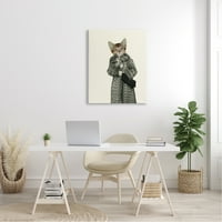 Stupell Industries Glam Leopard uzorak Vintage kaput Modna mačka platno Zidno umjetnost, 40, dizajn od