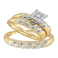 Jewels 10kt žuto zlato njegov & njen okrugli dijamant klaster Matching Svadbeni prsten Band Set Cttw