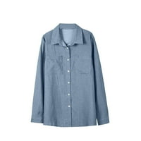 Plus Size kardigan za žene jesen zima jednoredni kardigan Denim košulja Sky Blue XL