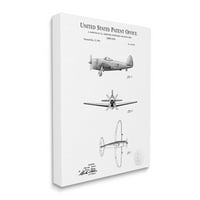 Stupell Industries detaljan Patent Američka galerija grafike aviona sa omotanim platnom Print zidna umjetnost,
