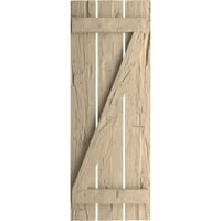 Ekena Millwork 1 2W 86H Rustikalna trodijelna ploča sa razmakom-N-letvica ručno tesana Fau drvena roletna