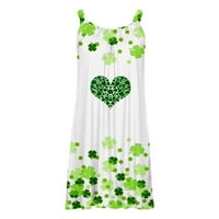 Werulen mini haljine za žene, Dan St.Patrick kratke haljine za kratke partnere Crewneck bez rukava s rukavima