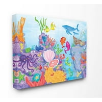 Dječija soba od Stupella Colorful Ocean Sea Life Fish Blue Purple Kids rasadnik slika na platnu zid Art