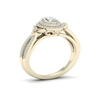 1 2ct TDW Diamond 14k zaručnički prsten od žutog zlata sa dvostrukim oreolom