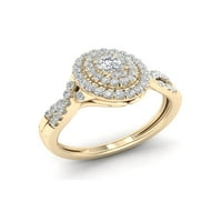 1 2ct TDW dijamant 10k žuto zlato oreol zaručnički prsten ovalnog oblika