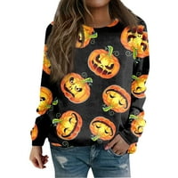 Ballsfhk Ženska povremena moda Halloween Print s dugih rukava O-izrez TOP bluza