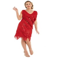 PrettyGuide ženska haljina za bljeskanje od partije 1920-ih Gatsby party koktel haljine crvena sa dodacima,