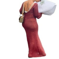 Cathery Women Y2K s dugih rukava Kreneta MAXI haljina izdubljena pokrov za plažu Bodycon Vidi preko maxi