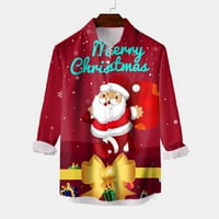 Yubnlvae Men Casual Long rukava Jesenski zimski božićni 3D tiskane majice Modne top bluze