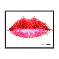 Dizajnerska 'Sažetak Crvena ženska usne u pikselima Moderna uokvirena platna zidna umjetnost